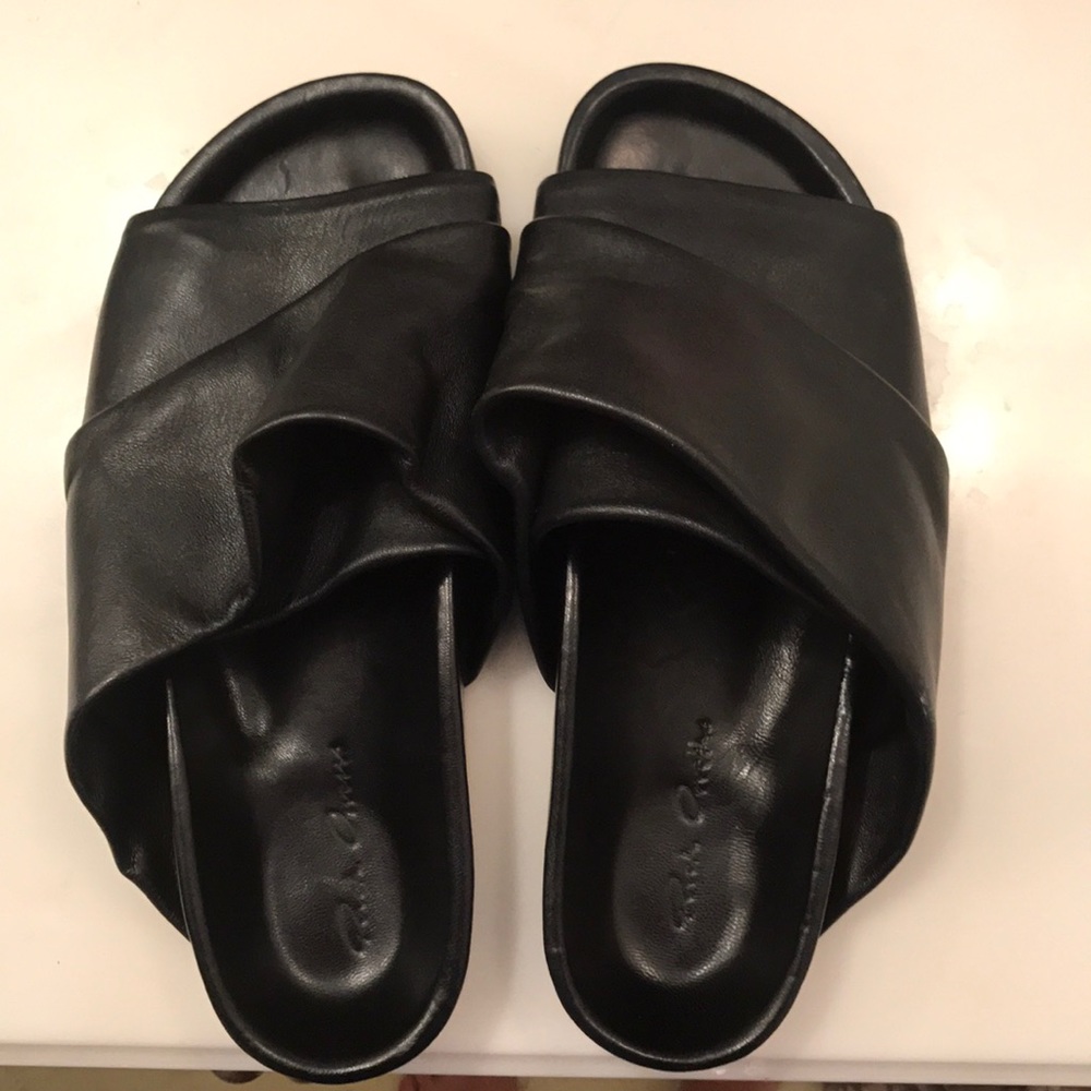 Rick Owens leather draped slider sandals